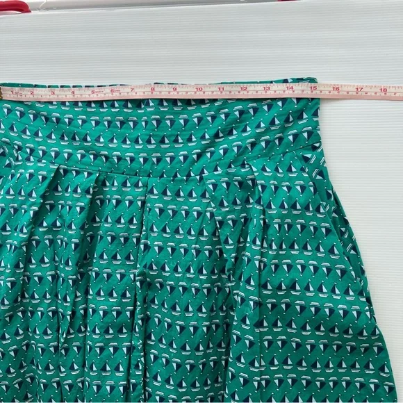 Emily and Fin Skirt Boat Nautical Green High Waist Pleated Pockets Retro Size L - Picture 12 of 13